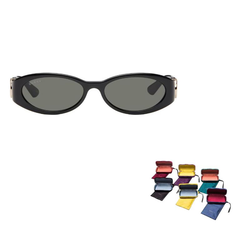 GUCCI Gucci Logo Detail Oval Sunglasses Men's Black