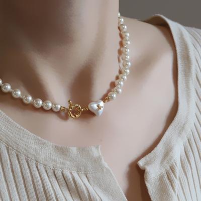 Empress Dowager West Exquisite Love Pearl Necklace Women's Fashion Simple and Versatile Niche High-end Necklace Retro Collarbone Chain