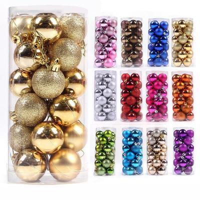 Christmas Tree Decoration Balls - 3/4/6/8cm Plated Plastic Ornaments, Barrel Pack