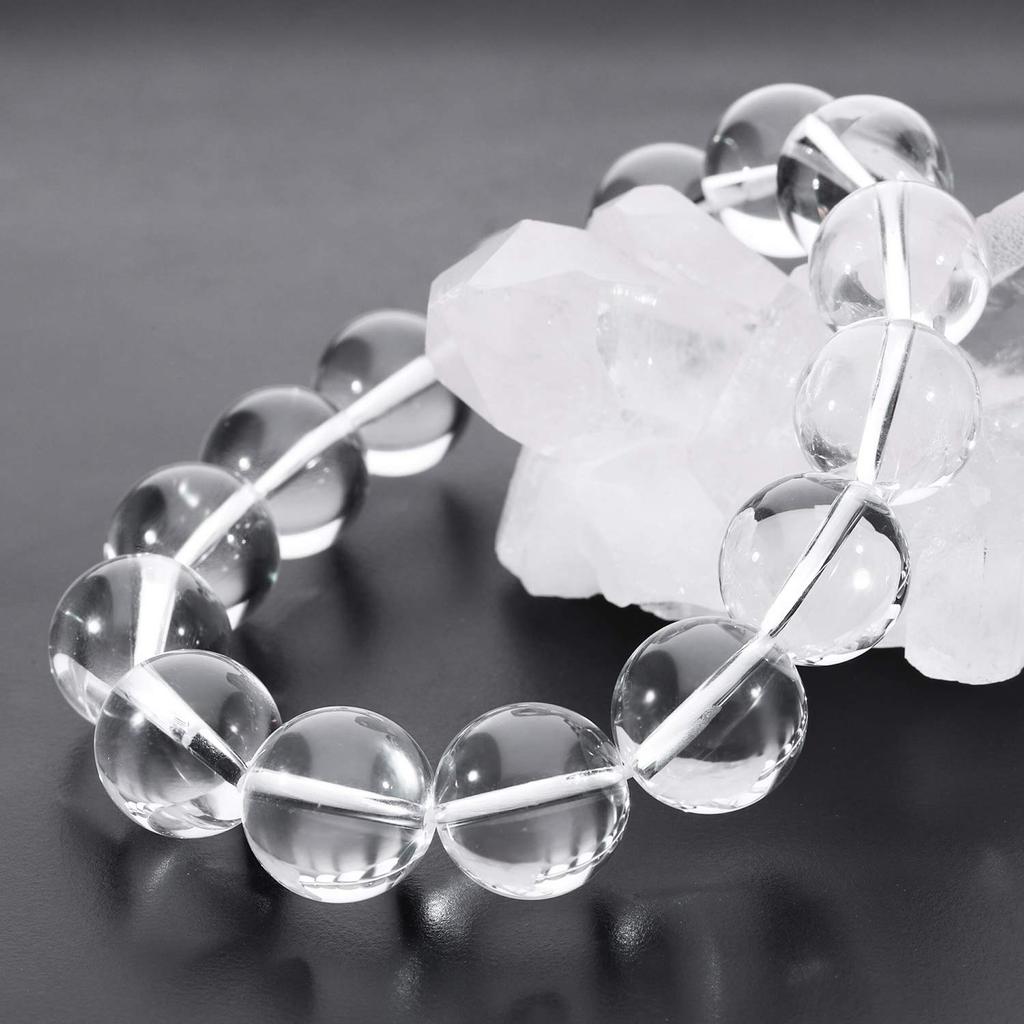 Large 14mm Crystal Bracelet Length LL Natural Stone Power Stone Simple Prayer Beads Bracelet [Shinjuku Ginnokura] Approx. 20.5cm (Men's Size)