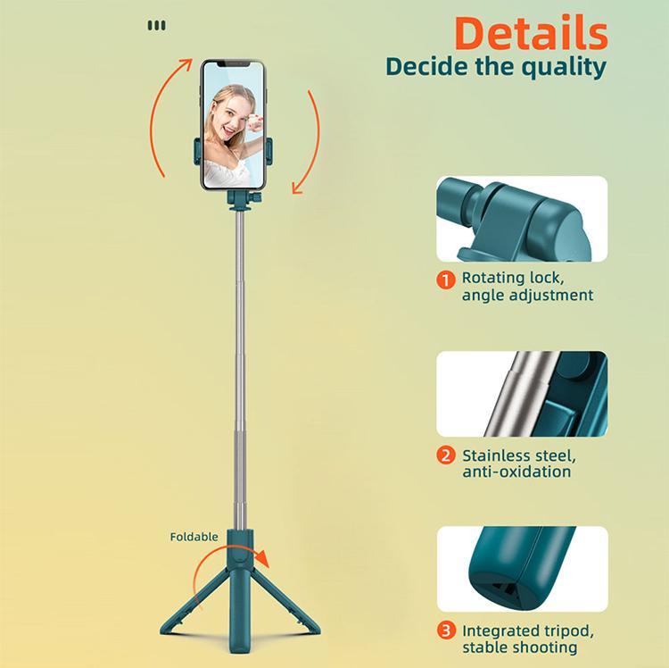 Latest Promotion Portable 360 Degree Rotation Wireless Control Handed Selfie Stick With Mini Tripod Stand