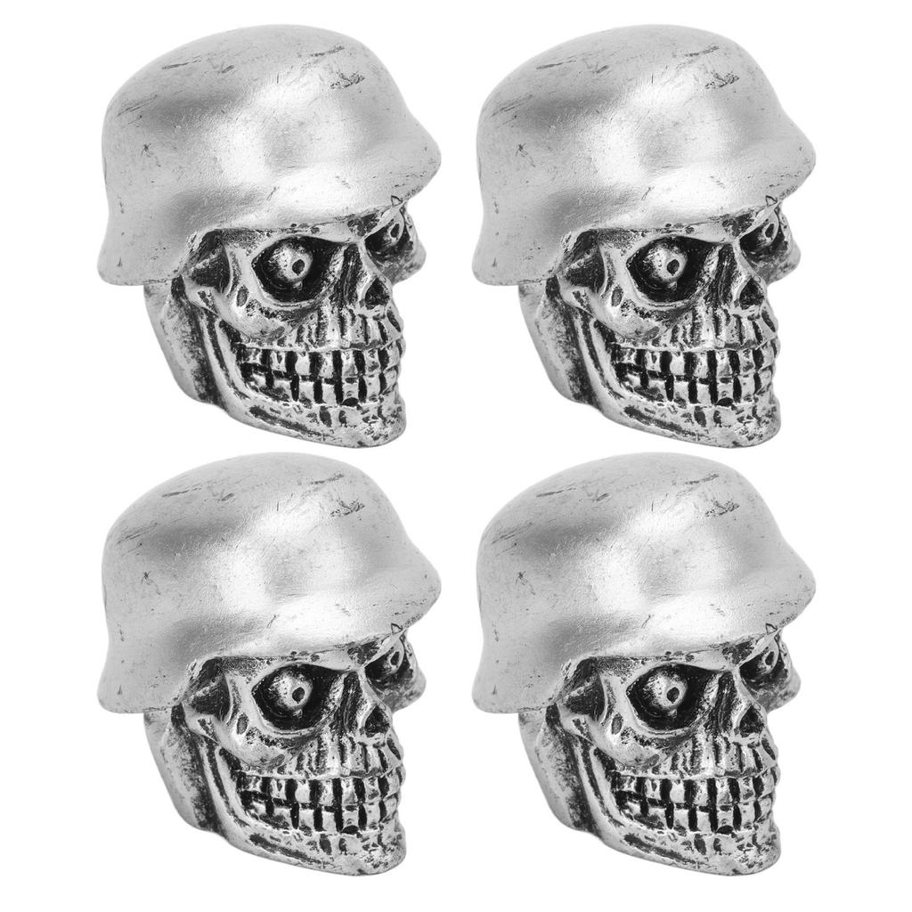 4Pcs Set Helmet Skull Type Tire Valve Stem Caps with Rubber Ring Universal for Cars Bikes SUVs Trucks Bicycle Motorcycle