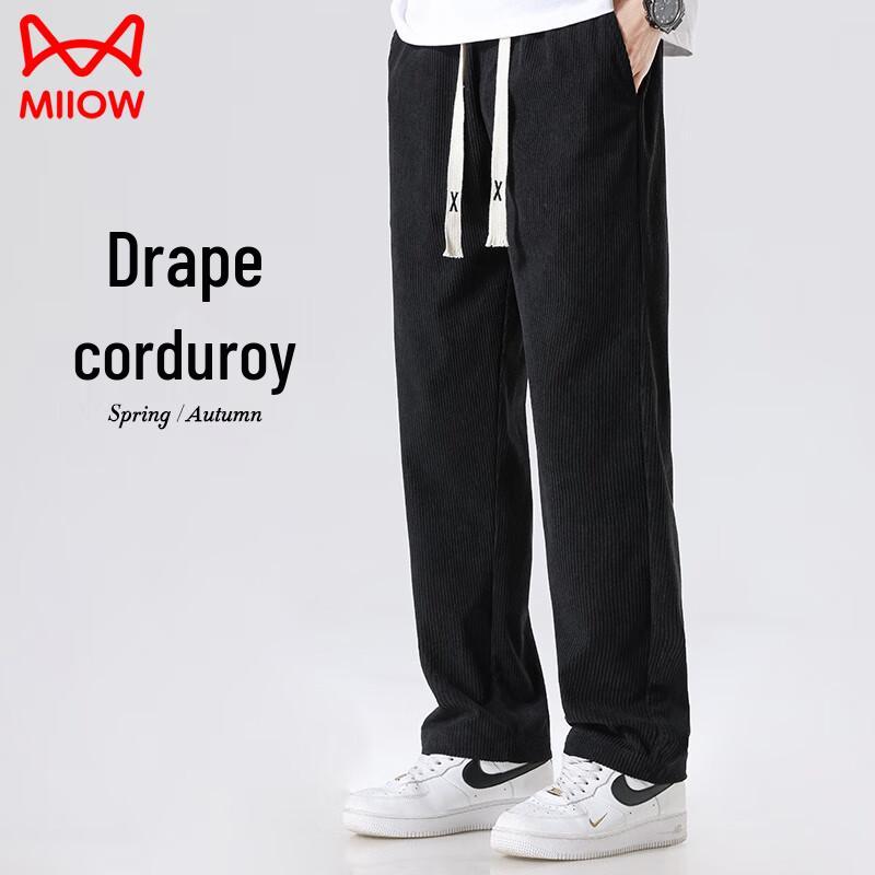 MiiOW Men's Warm Corduroy Straight-Fit Casual Trousers