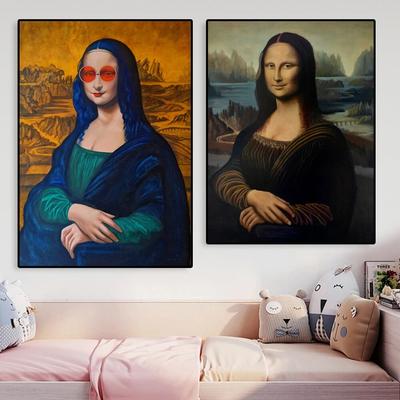 Engraçado arte abstrata mona lisa pintura em tela moderno pop retrato cartaz e impressões arte de rua imagens de parede para decoração de quarto de casa