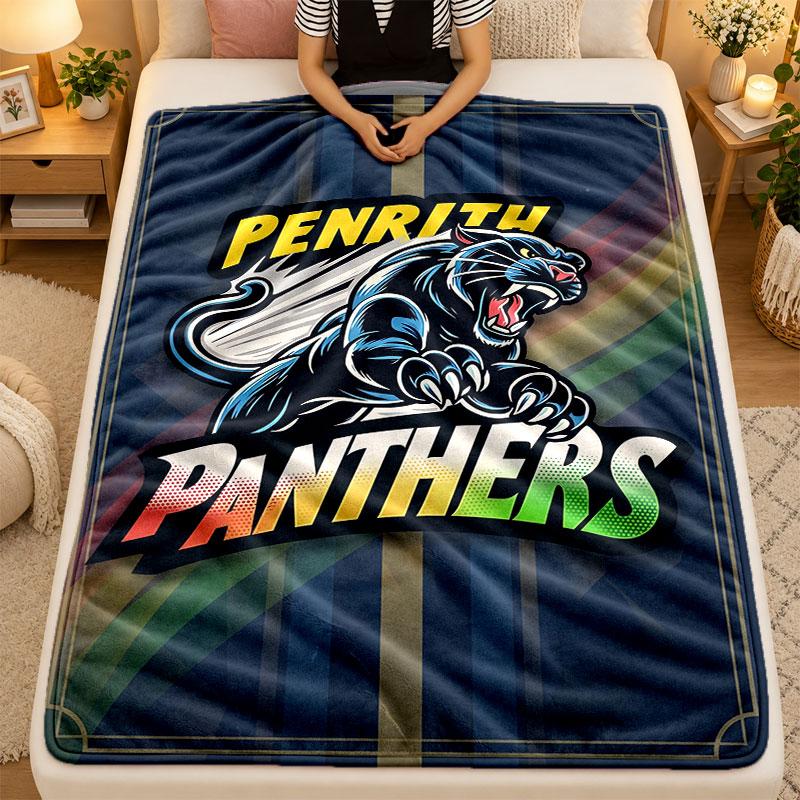 Flannel BlanketPenrith Panthers Warm Soft Throw Blanket for Indoor Sofa Bed Living Room Use