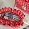 Cotton Makeup Bag With Lace Trim For Travel And Daily Use Ladies Organizer