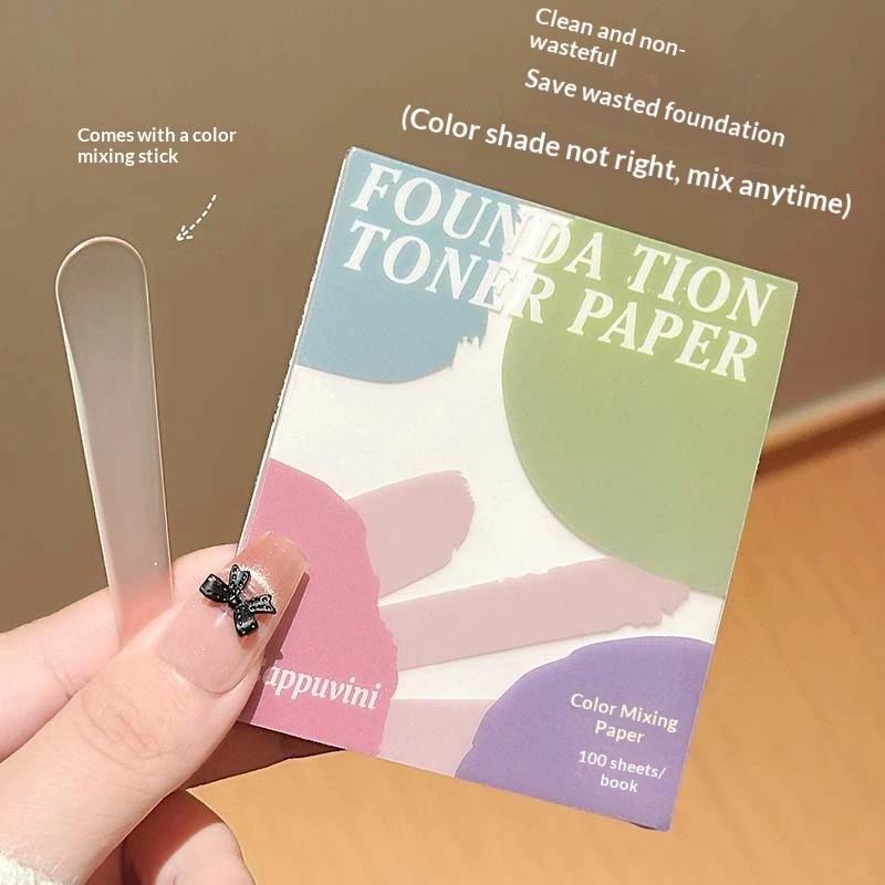 100 Sheets Disposable Makeup Mixing Palette Paper Makeup Mixing Palette Concealer Color Mixing Stripes Foundation Blending Paper