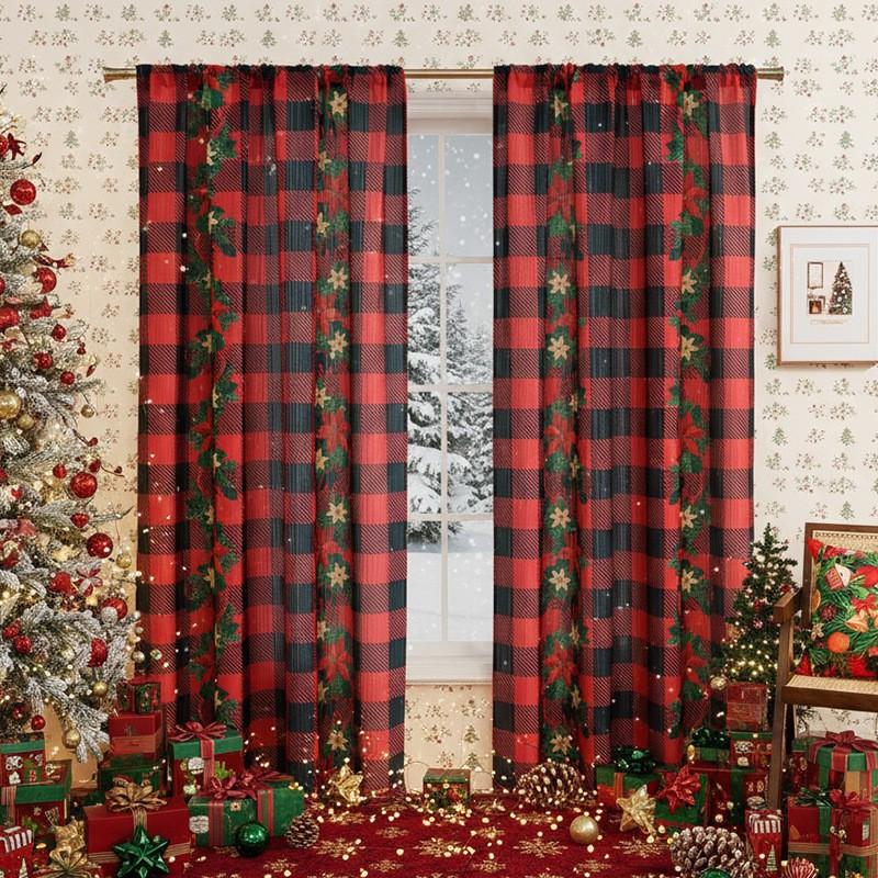 American Style Christmas Curtains Red Print Blackout Window Panels Home Decor 140x100cm 140x160cm 140x220cm