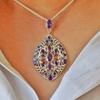 Antique Garnet Pendant: Large Sterling Silver Multi-Stone Design