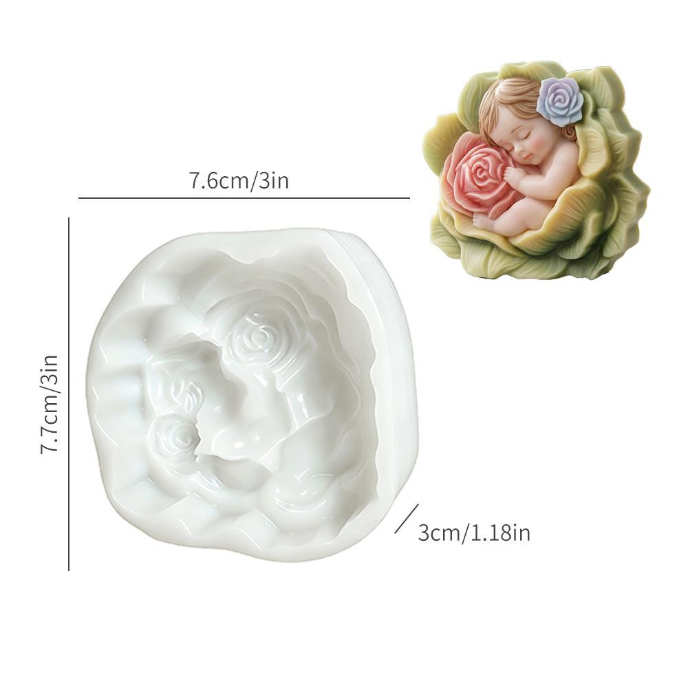 

3D Sleeping Baby Rose Flower Silicone Candle Mold DIY Aromatherapy Gypsum Soap Resin Mould Handmade Craft Home Decor белый