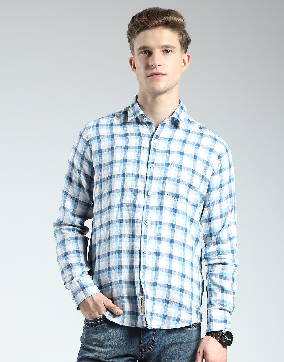

Мужская рубашка в клетку стандартного кроя | Длинный рукав | Воротник с отворотами | Нагрудный карман | Стильная и повседневная рубашка для мужчин L синий