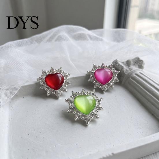 Sparkling Rhinestone Flatbacks 2Pcs Cat Eye Heart Faux Gems, Alloy Brooch Buttons, 23mm Jewelry Making Accessories Flatback Gemstone Hearts