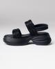 SUNY LIANA 1511 36 Black Leather Textile Sandals with Rhinestones