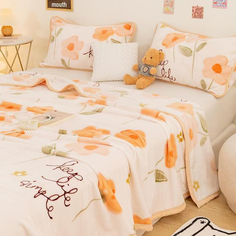 Milk Velvet Coral Fleece Flannel Blanket: Thick, Cozy Sofa Cover or Office Nap Blanket. Perfect Gift.