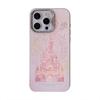 Pink Glitter Phone Case for iPhone 16 Pro Max Plus 15 14 13 12 11 Laser Shiny Bling Cute Cartoon Castle iPhone Protective Cover