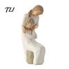 Gift for Valentine Day Wooden Texture Resin Figurine, Hand Carved Mother & Child/Family/Couple/Dog Owner Decorative Statue Office Statue,