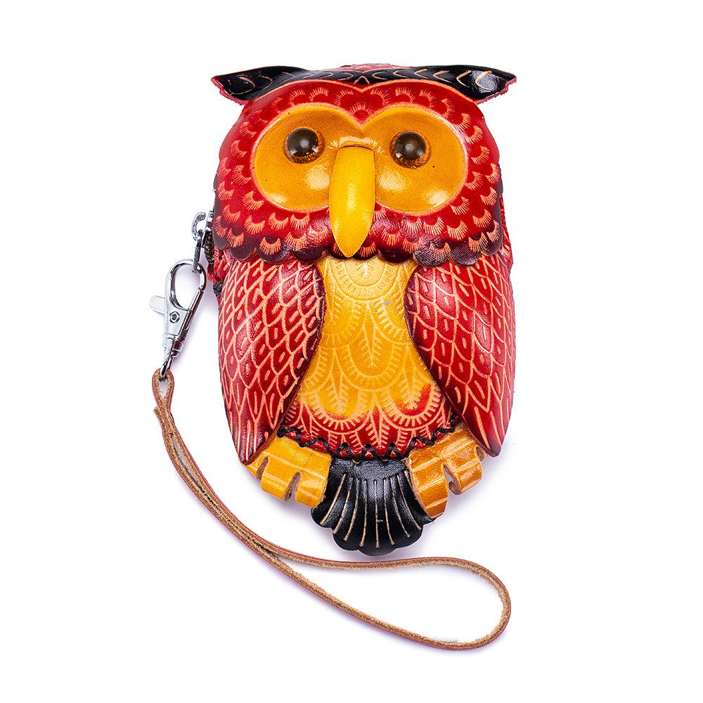 Cowhide Creative Handmade Change Bag, Wrist Bag, Key Bag, Coin Bag, Zodiac Animal Storage Bag
