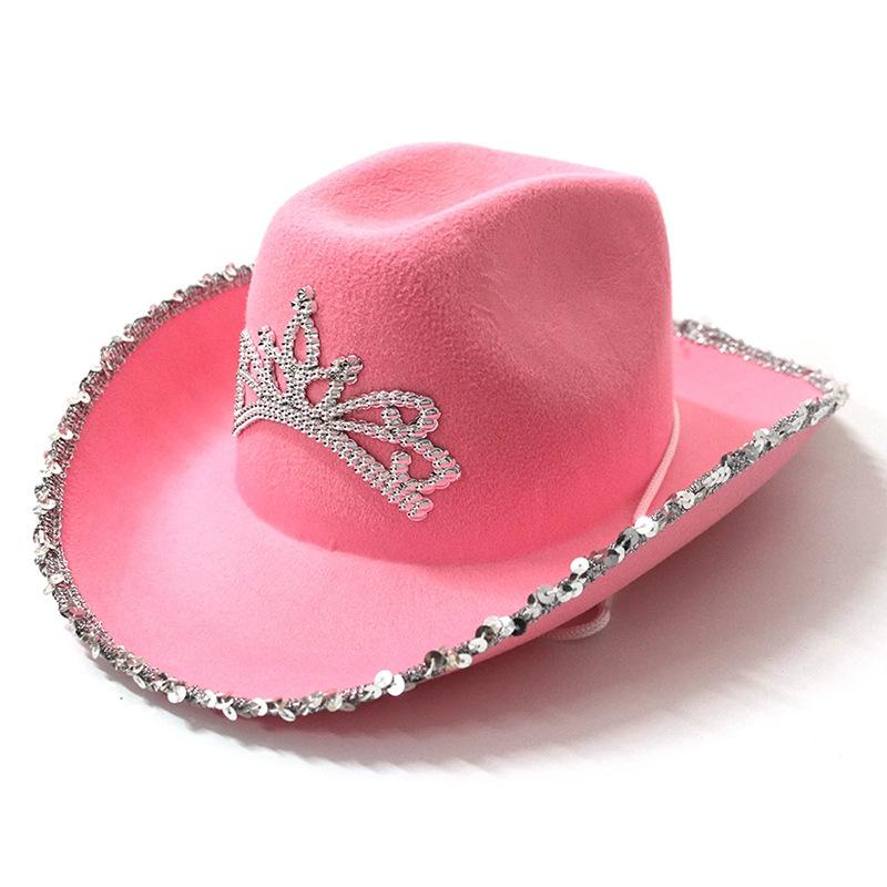 Cowboy Hat Christmas Stage Carnival Party Pink Fluorescent Colorful Cowboy Hat Compound Laser Hat Western Style Illusion