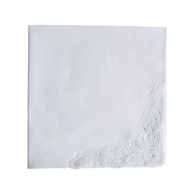 3 Stück 35x35cm Quadratisch 100% Baumwolle Weißes Spitzen-Taschentuch Verdickt Hochzeitsfeier Dekor Geschenk