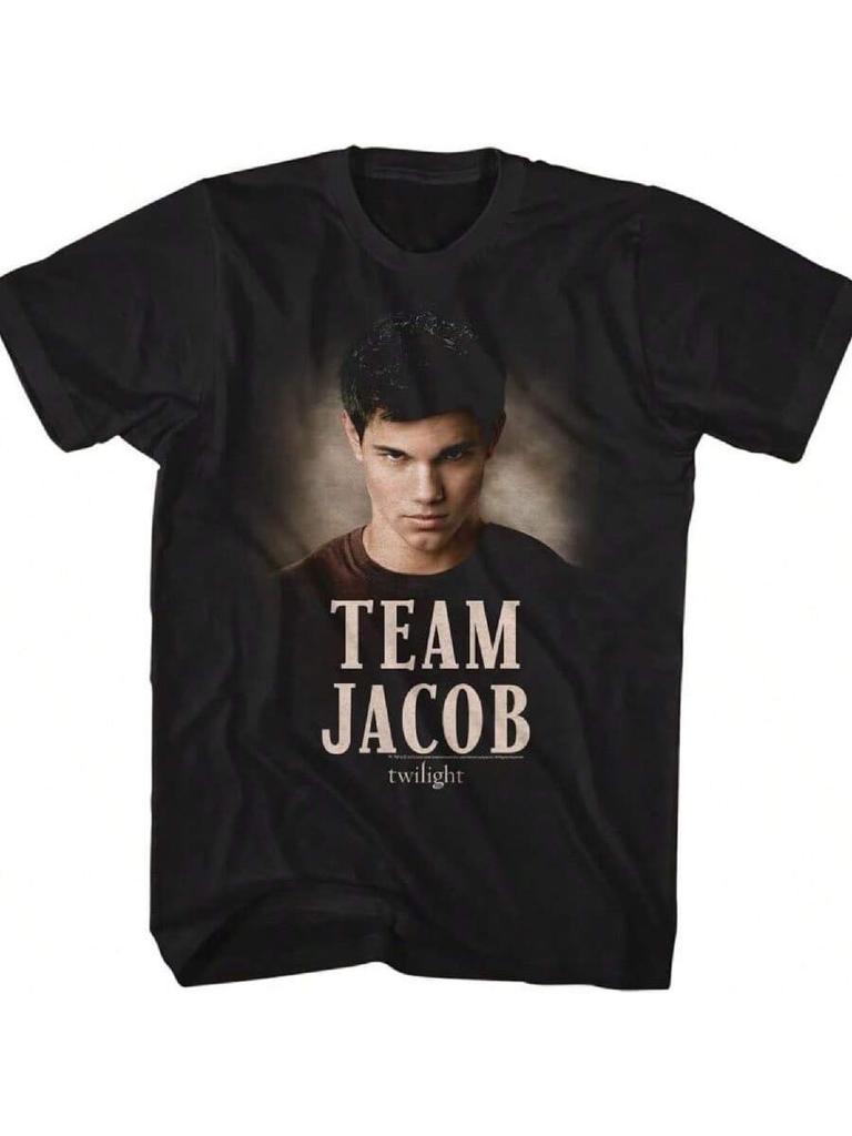 T-shirt Classici Americani Twilight Team Jacob Nera Unisex Adulto Manica Corta Magliette Grafiche Film Romantico Vampiri