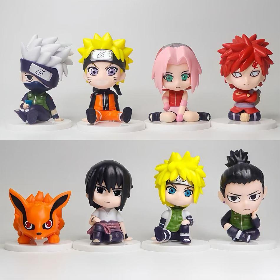 8er Set Anime Naruto Figur Kakashi Sasuke Uchiha Itachi Gaara Haruno Sakura Action Figur Q Version PVC Modell Kinderspielzeug Geschenk