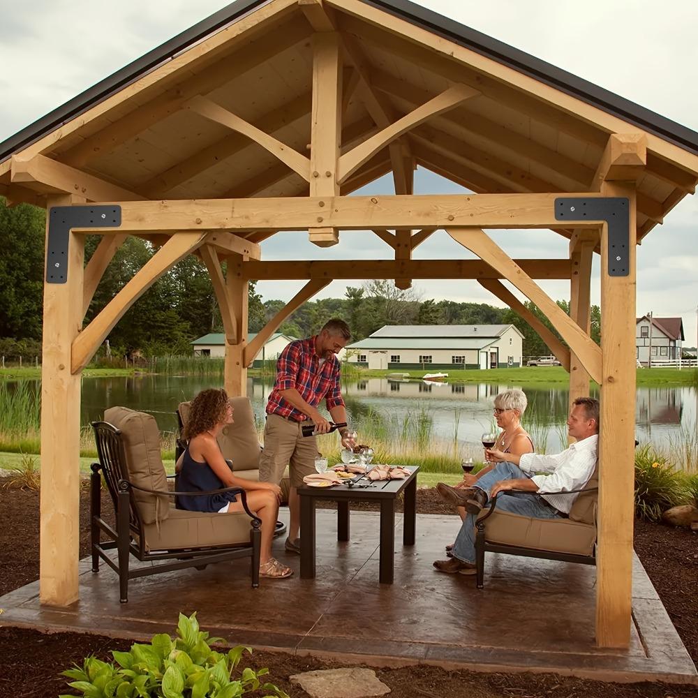 Soporte de Pergola Resistente en Forma de V L, Placa de Reparación de Pilar de Viga para Conexión de Vigas de Tejado de Casa Muebles de Madera, Sin Tornillos