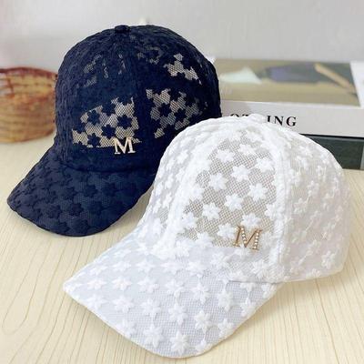 Summer Thin Lace Cap Women's Embroidered Flower Mesh Breathable Baseball Cap Korean Version Trendy Sunscreen Visor