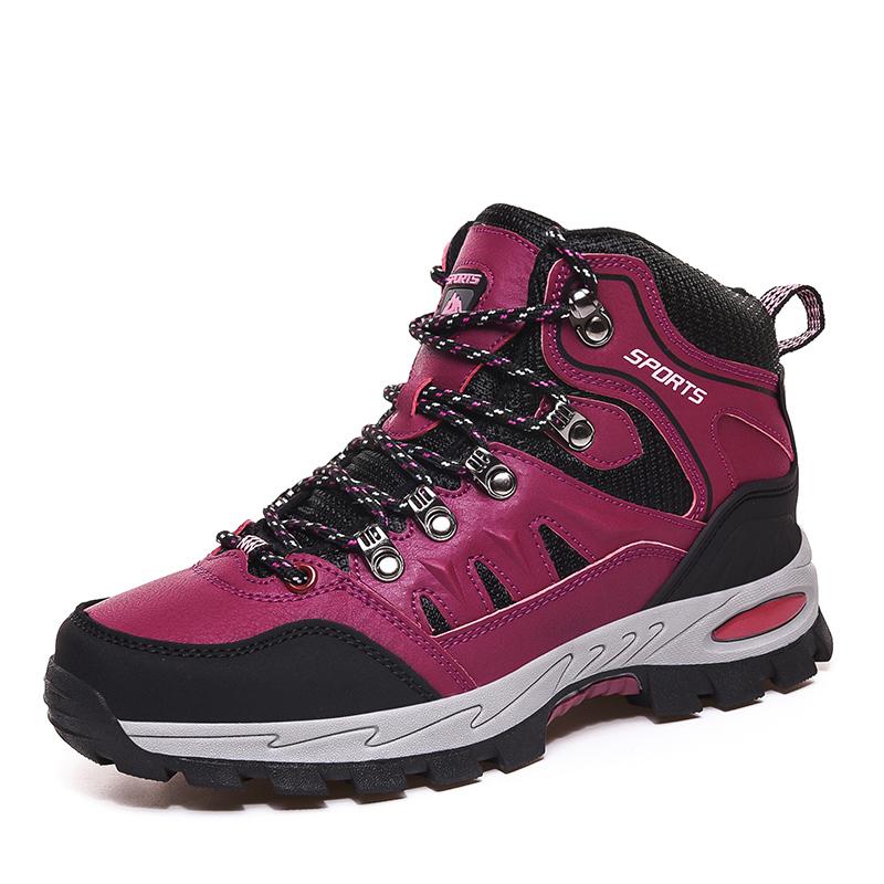 Large Size Outdoor Hiking Boots New Men Women Non Slip Lace Up Climbing Winter Black Warm Fur Sneakers Size Trekking Hiking Shoe