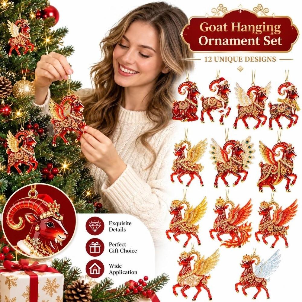 Shining Goat Pendant 2D Flat Animal Hanging Decoration Zodiac Goat Souvenir  Holiday Party Decor