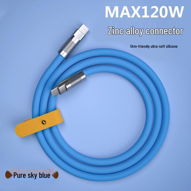 120W Zinklegierung Flüssig Weichgummi Schnelllade-USB-C-Kabel für Android