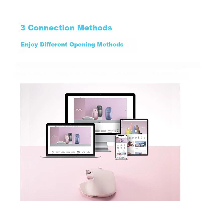 Rapoo Kabellose/Bluetooth/Kabelgebundene Multi-Mode-Büromaust, Ergonomisches Design, Leise Tasten, 50 Stunden Akkulaufzeit, Schwarz