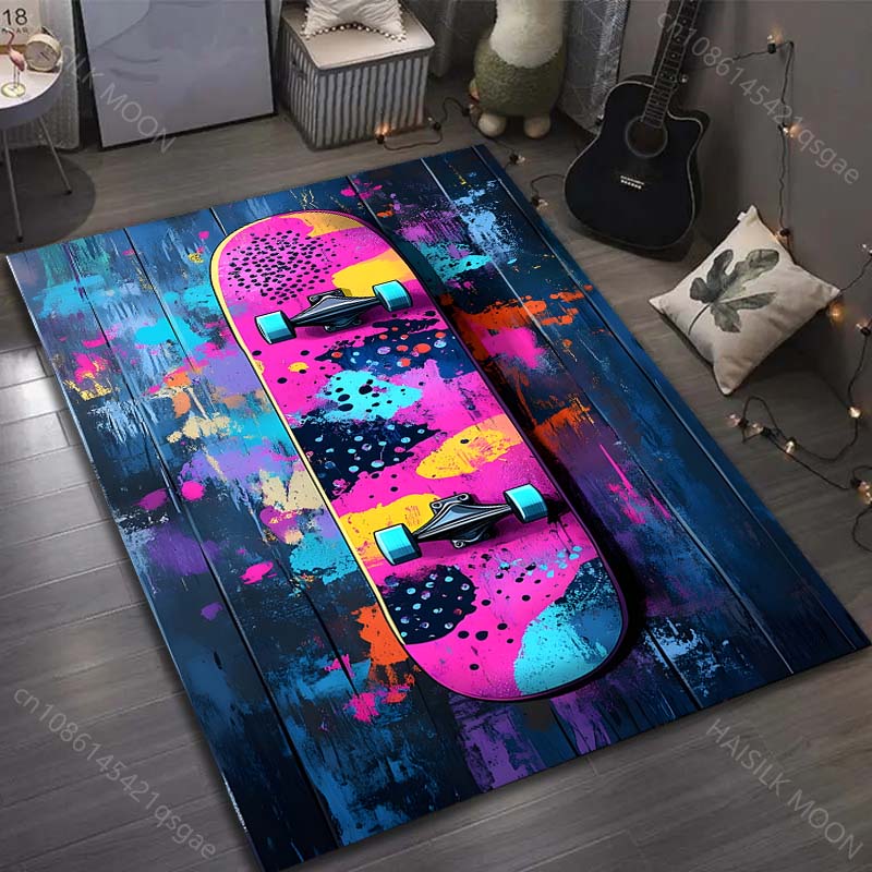 1PC Drawing Ideas Skateboard Print Carpet for Living Room Bedroom Sofa Doormat Decor Sofa Table Area Rug Non-slip Floor Mat