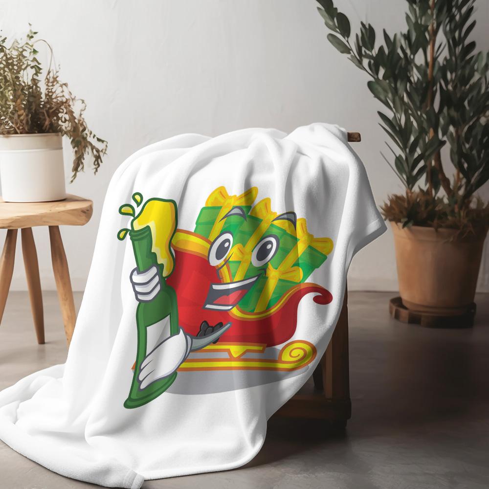 

Cozy Throw Blanket Funny Santa Claus Reindeer Christmas Gift Holiday Decor Festive Home Decor Warm Soft Flannel Gift Idea 75x90cm