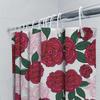 Vintage Floral Shower Curtain, Retro Decorative Bath Matting Waterproof Fabric Print Bathroom Accessories Pink Red Blossoms 3D D