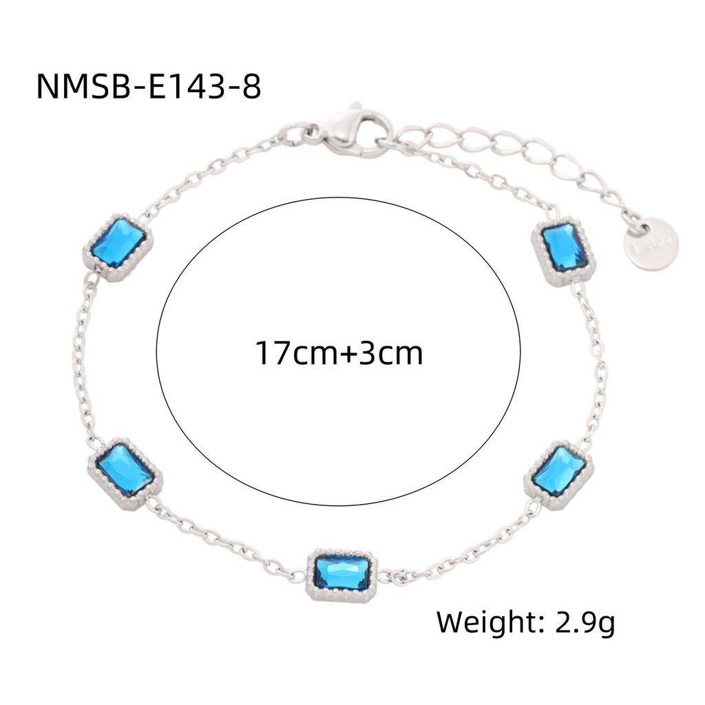 INS new square colored diamond titanium steel bracelet women's fashion light luxury K niche design does not fade stainless steel jewelry
