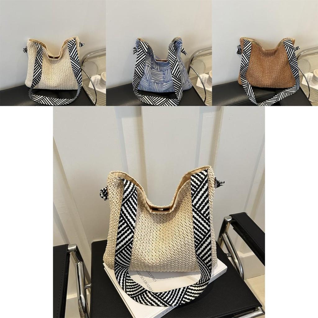 Chic Large Capacity Woven Shoulder Tote Bag For Women Perfect For Summer Outings