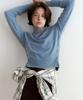 COVERNAT WOMAN V-Neck Wool Blend Knit Dusty Blue