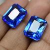 16 Ct Natural Ceylon Blue Sapphire CERTIFIED Emerald Cut Loose Gemstone Pair