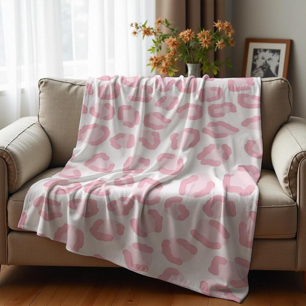 Soft Pink Delicate Small Floral Anime Cartoon Flannel Blanket Soft Warm Throw for Bedroom Sofa Car Kids Holiday Gift