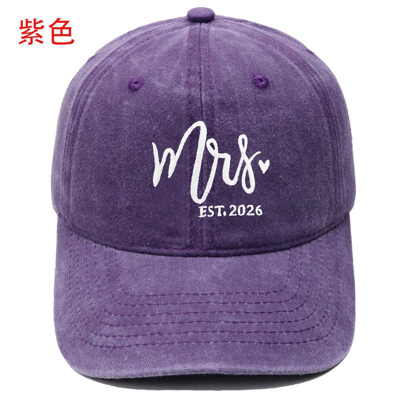 Popular Mr. Mrs. Embroidered Baseball Cap Washed Retro Male and Female Couples Casual Outdoor Sun Hat