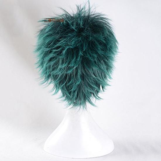 cosplay wig from The Second cool short perfect for parties and disguises 2 bonus items Heat-resistant Castle, iron/green, hair, +