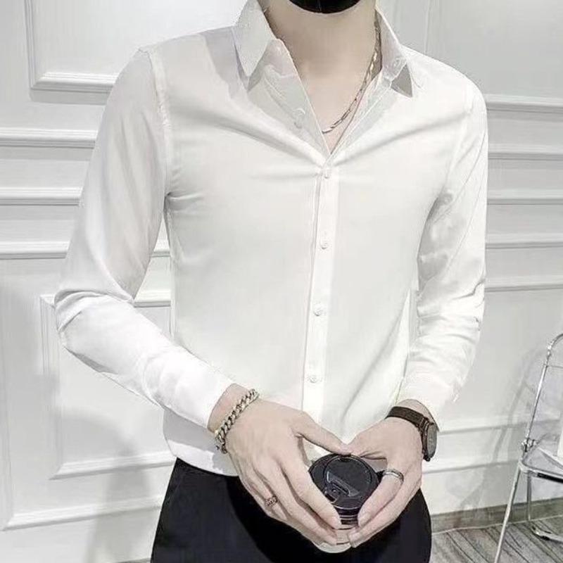New Shirts Men's for Summer Casual Business Shirts for Slim Long-sleeved Inch Clothes