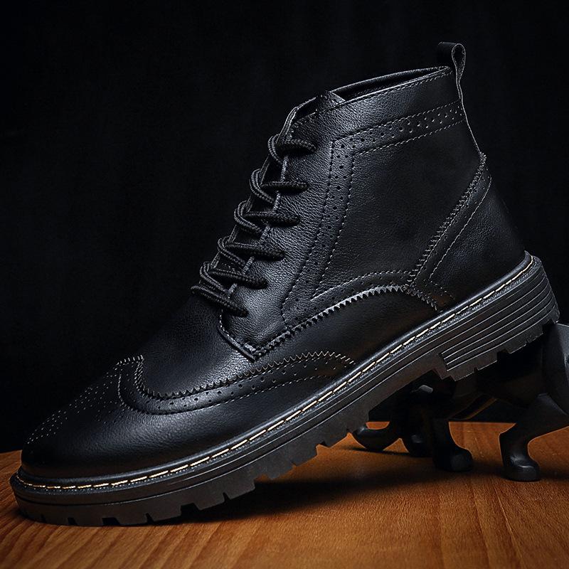 Podzimní Nové Martensky Business Kožené Boty Šněrovací Vysoké Kožené Boty Zimní Ochranné a Odolné Pánské Boty