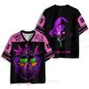 New Anime Neon Genesis Evangelion Rei Ayanami Print Mesh Jersey T-shirt Men Oversized Streetwear V-Neck Casual Short Sleeve Tops