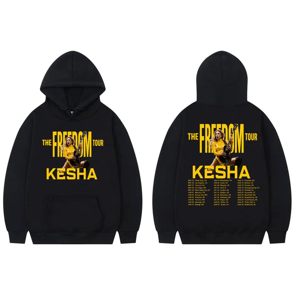 Kesha The Freedom Tour 2026 Graphic Hoodies High Quality Fashion Long Sleeve Sweatshirts Unisex Casual Oversized Pullovers