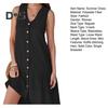 Summer Dress V-Neck Sleeveless Single-Breasted Solid Color Mini Dress Solid Color Loose Fit Women Dress