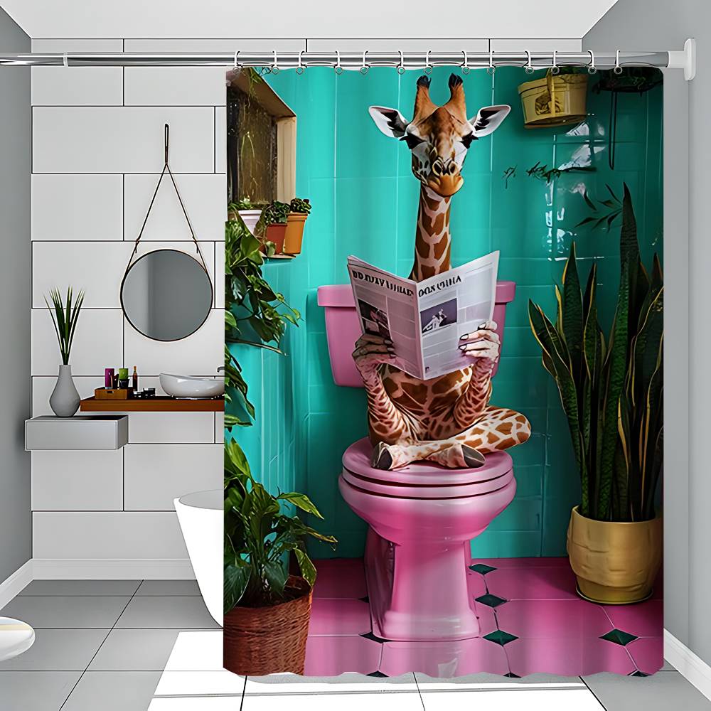 Bathroom Cat Reading On Toilet Waterproof Fabric Shower Curtain Bathroom Decoration Curtain Home Hawaiian Style Shower Curtain