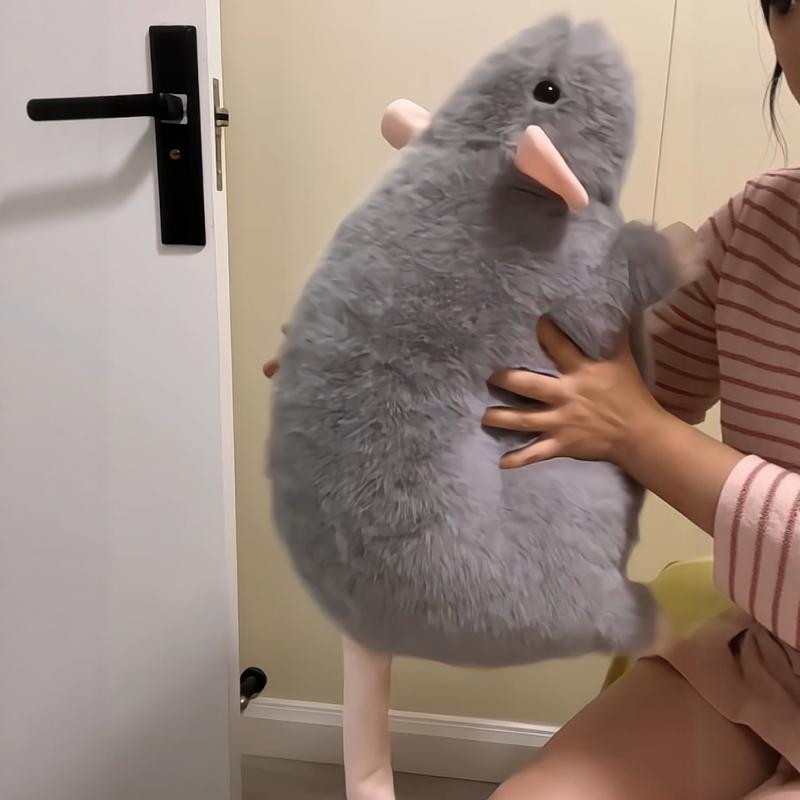 Gray Fancy Rat Plush Doll - Cute Simulation Stuffed Toy & Sleeping Pillow Gift