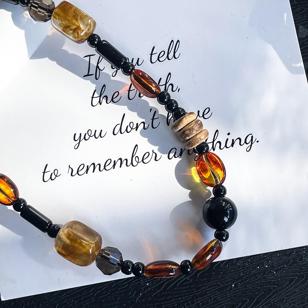 New Autumn and Winter Warm Color New Chinese Style Medela Color Retro Smudged Coffee Beans Short Mobile Phone Chain