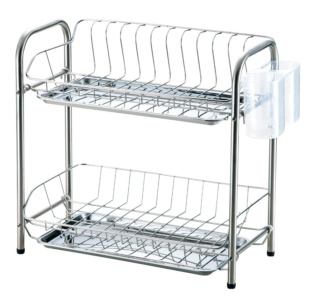 

Pearl Metal Dish Drainer Basket Dish Drainer Rack Slim Type Stainless Steel Sweezy 2-Tier HC-306